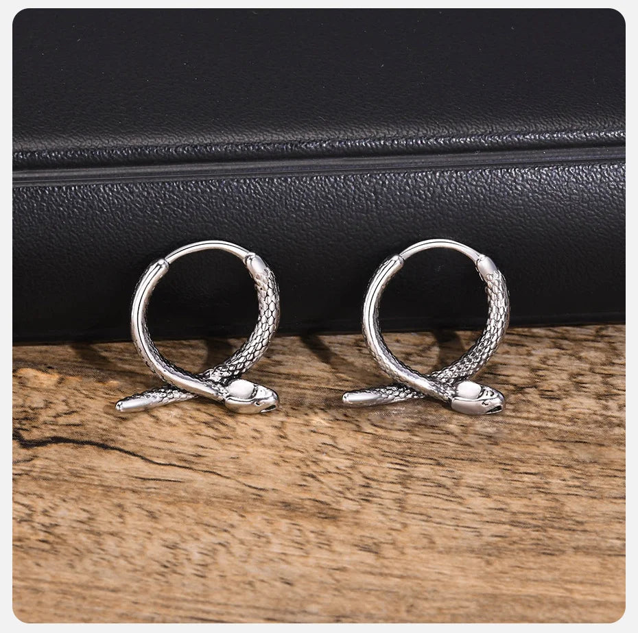 Snake Hoop Earrings for Men