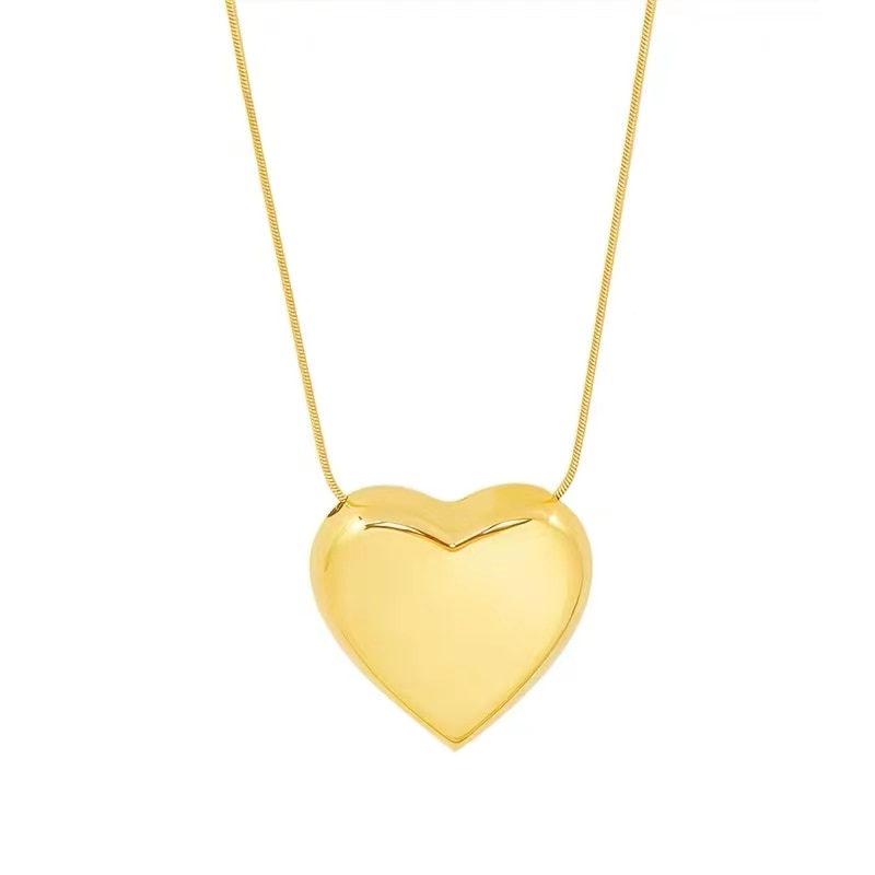 Hip Hop Simple Metal Peach Heart Pendant Necklace