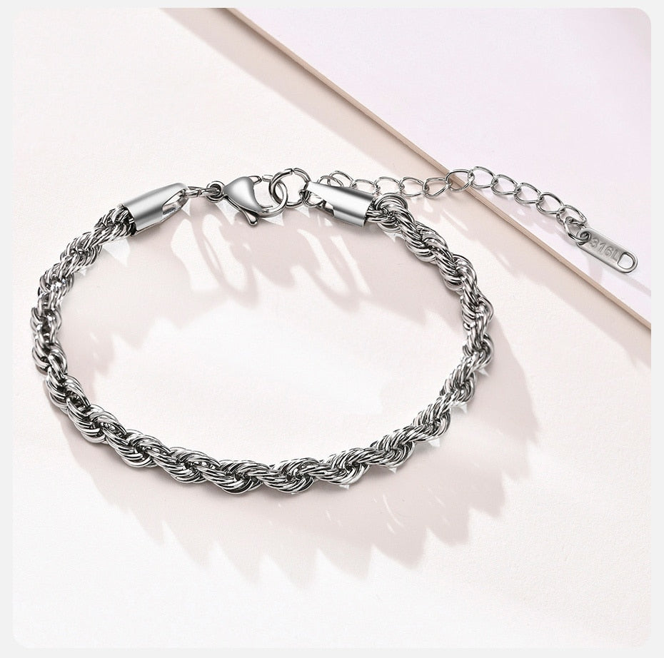 Twisted Rope Chain Bracelets for Men Women